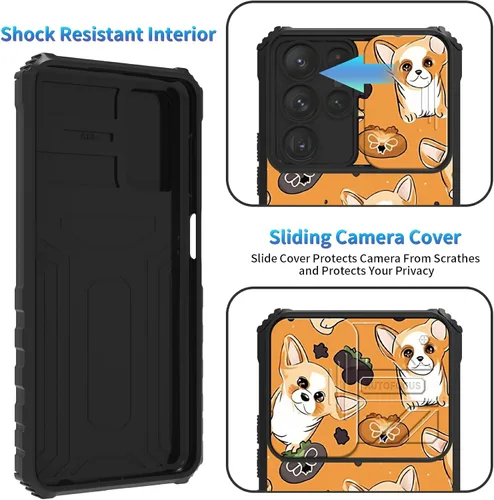 Miniatura 150 de Funda para Samsung Galaxy S22 Ultra 5G, Galaxy S22 Ultra con cubierta de cámara deslizante, funda resistente de doble capa con función atril Black