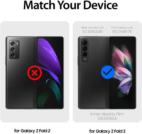 Miniatura 2 de Whitestone Dome [1 juego de 3 piezas] para Galaxy Z Fold 3 Protector de pantalla de alta calidad antigolpes, transparente HD, película EPU