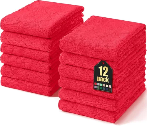 Miniatura 27 de Homaxy - Paquete de 12 trapos de cocina (10 x 10 pulgadas, morado), de terciopelo coral, supersuaves y absorbentes, de secado rápido, paño