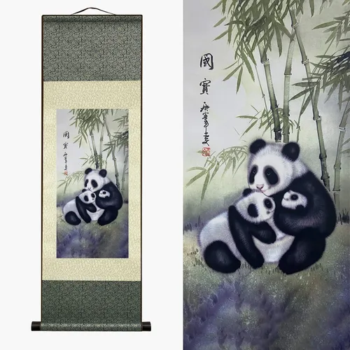 Miniatura 47 de AtfArt Decoración asiática de pared, hermosa pintura de pergamino de seda, 4 flores de hombre justo, orquídea ciruela, bambú, crisantemo, decoración