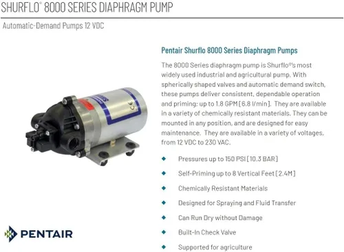 Miniatura 2 de Pentair SHURFLO 8000-543-236 Bomba de diafragma de demanda automática, 1.8 GPM con válvulas de Viton, diafragma de Santopreno, interruptor