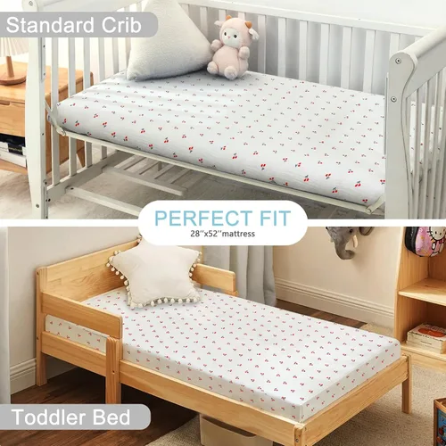 Miniatura 4 de Sábanas de muselina para cuna, 100% algodón, suave, transpirable, sábana bajera ajustable para niños pequeños, 28 x 52 x 9 pulgadas, tamaño estándar