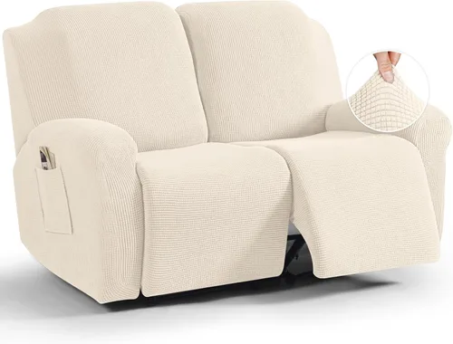 Miniatura 26 de TAOCOCO Funda reclinable de 4 piezas, funda elástica para sofá reclinable de 4 piezas, funda reclinable con 1 asiento, protector suave, fundas