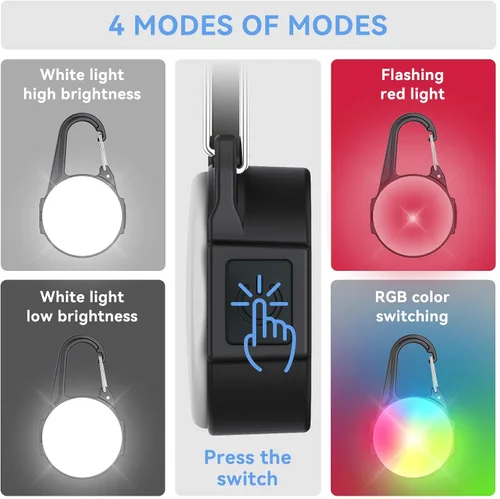 Miniatura 2 de Luces de perro para caminar por la noche, 4 modos IP68 impermeable collar de perro luz para clip nocturno, recargable de alta capacidad con 2 cables