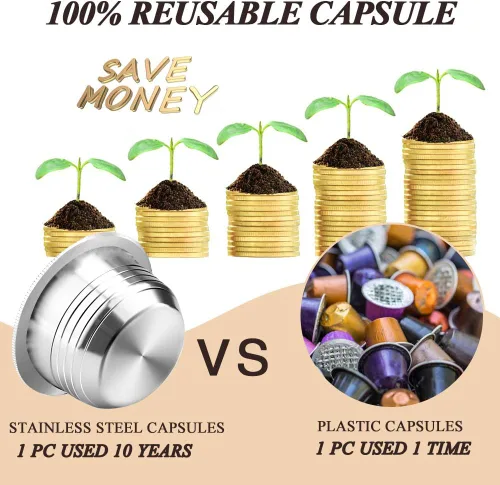 Miniatura 2 de CAPMESSO Cápsulas de café reutilizables de acero inoxidable, cápsulas de café recargables de metal compatibles con Nespresso Vertuoline
