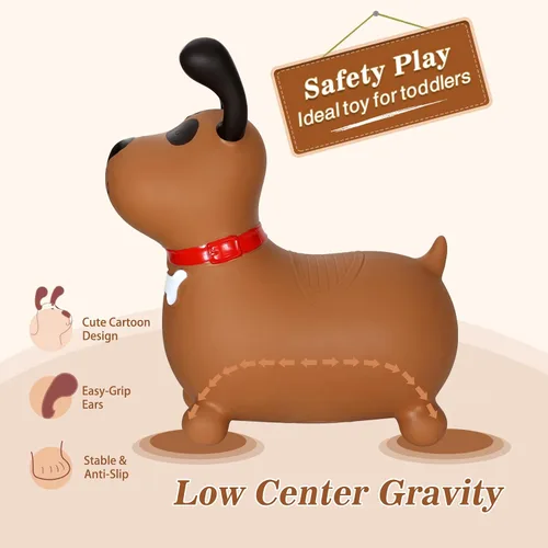 Miniatura 3 de INPANY Perro Saltarín Marrón Caballo Saltador para Niños Pequeños - Caballo Saltador Rebotante, Juguetes de Animales para Montar para Niñas y Niños