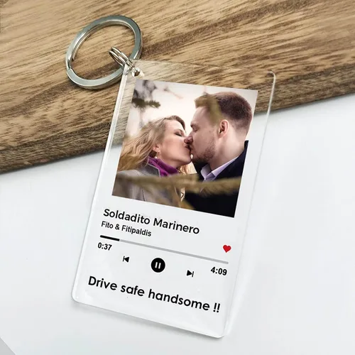 Miniatura 6 de Llavero de fotos acrílico personalizado, llavero de música Spotify personalizado con código escaneable, regalo para parejas, amigos, regalo para él