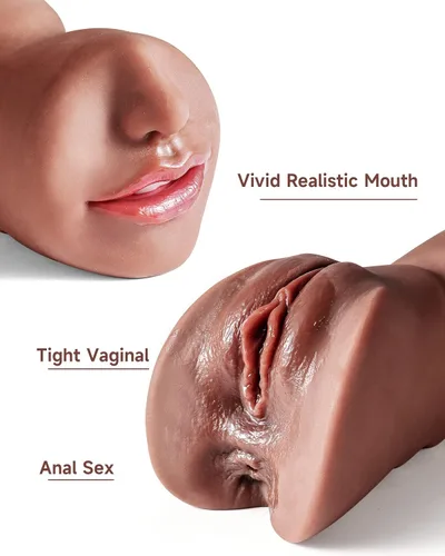 Miniatura 5 de 3 en 1 Masturbador Masculino de Bolsillo, Juguetes Sexuales para Adultos con Vagina Texturizada 3D y Ano Apretado y Palo Secante, Muñeca Sexual