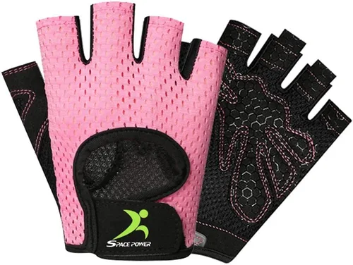 spacepower Guantes de Entrenamiento - Guantes de Gimnasio Ligeros y Transpirables para Ejercicio de Hombres y Mujeres Rosa