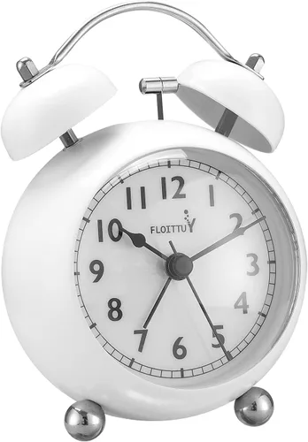 Miniatura 8 de FLOITTUY {Reloj despertador fuerte para personas que duermen profundamente) Reloj despertador de campana doble de 3.5 pulgadas con luz de fondo