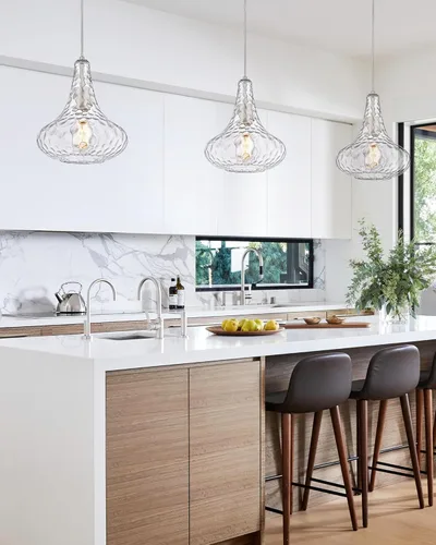 Miniatura 7 de AUTELO Lámpara colgante de cocina de vidrio con luz colgante de vidrio martillado para isla de cocina, sala de estar, comedor H9164 Vidrio