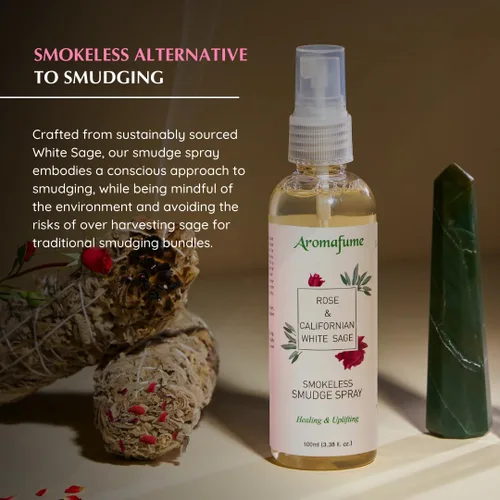 Miniatura 3 de Spray para manchas de salvia blanca y rosa de Aromafume 100ml / 3.3 oz Spray de salvia para limpieza de energía negativa y protección No