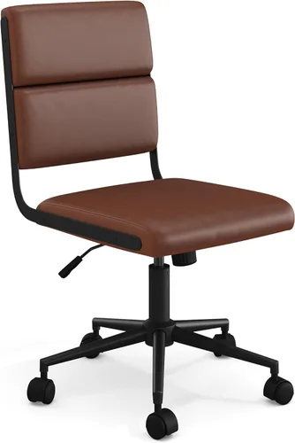 Miniatura 15 de Martha Stewart Lulu - Silla giratoria con asiento ajustable en altura para oficina en casa en piel sintética negra con marco de níquel pulido