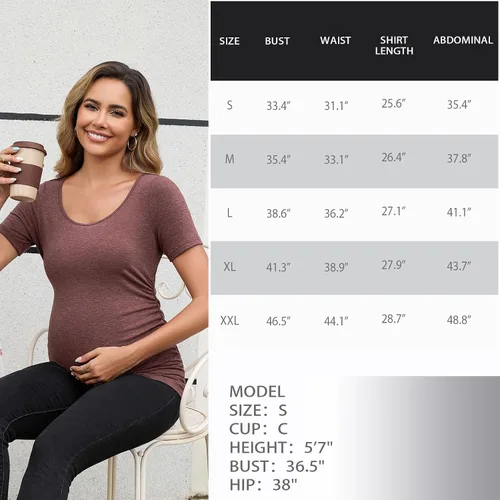 Miniatura 227 de GINKANA Blusas de maternidad de manga corta, diseño floral, fruncido, casual, para mamá, para embarazo