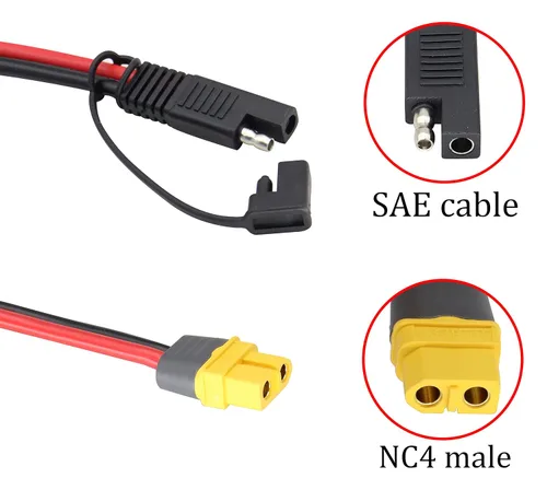 Miniatura 3 de Cable SAE a XT60 de 12 AWG XT60 hembra a conector SAE con adaptador de polaridad inversa S-A-E compatible con panel solar, generador solar portátil