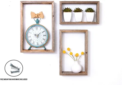 Miniatura 7 de BarnwoodUSA - Estantería de madera para colgar 100 % madera reciclada Gris natural desgastado.