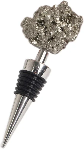 AMOYSTONE Tapón para botella de vino de pirita natural con sello de aleación hermético para decoración de bar de cocina, adorno de estante de piedra