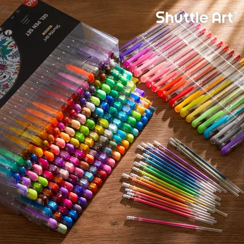 Miniatura 7 de Paquete de 360 bolígrafos de gel de 180 colores distintos, de Shuttle Art, más 180 recambios, perfecto para los libros de colorear para adultos