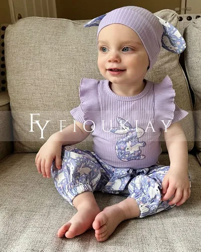 Miniatura 77 de fioukiay Conjunto de ropa de verano para bebés y niñas recién nacidas prematuros, mameluco, pantalones, diadema, conjunto de ropa para el verano