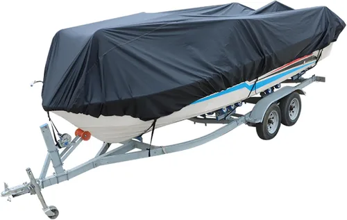 Miniatura 7 de Heavy Duty 210D - Cubierta para lancha de pesca remolcable V-Hull Tri-Hull Runabouts 11-22ft Negro