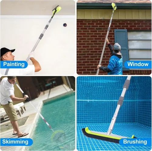 Miniatura 7 de Sepetrel Poste de Piscina - Poste Profesional Mejorado de 12 Pies Telescópico para Piscina con Puntas Roscadas, Postes Telescópicos Ajustables