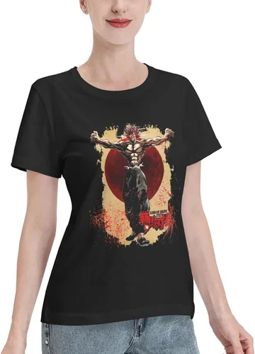 Miniatura 2 de Anime Baki The Grappler T Shirt Womens Summer Round Neck Tops Casual Short Sleeves Tee Black