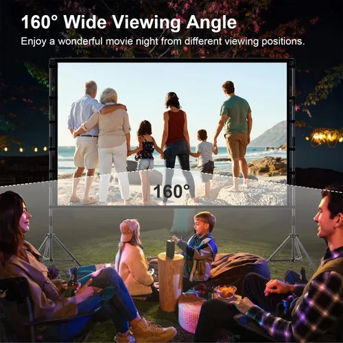 Miniatura 5 de Pantalla de proyector al aire libre con soporte, TOWOND 120 pulgadas Pantalla de proyector portátil con respaldo negro, Pantalla de proyección