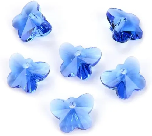 Miniatura 14 de 20 colgantes de cristal de mariposa checa de 0.394 in (0.39 pulgadas) abril transparente piedra natal agujero lateral cuentas para joyería artesanía