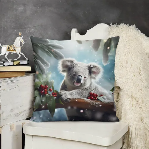 Miniatura 16 de Fundas de almohada cuadradas de 12 x 12 pulgadas, Koala, Navidad, nieve, invierno, animales, sofá, fundas de cojín Koala australianas