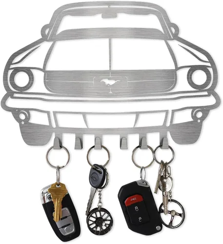 Miniatura 30 de MOOH Llavero de metal para automóvil con 6 ganchos, decoración única de pared para hombres y mujeres, decoración de cueva de hombre genial