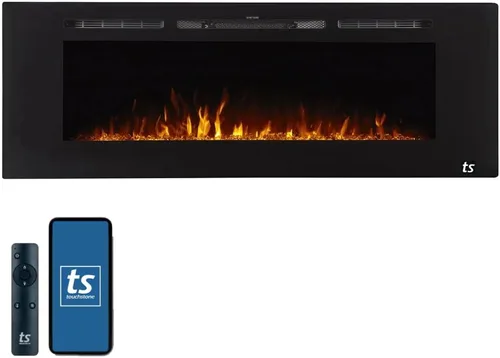 Touchstone Chimenea Eléctrica Inteligente - The Sideline de 60 Pulgadas de Ancho - Empotrada en Pared - 30 Opciones Realistas de Color de