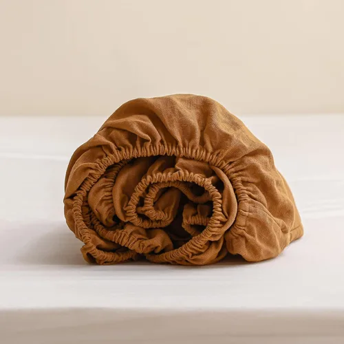Miniatura 16 de Sábana Bajera de Lino 100% Lavado a la Piedra Color Sólido - (1 Pieza) Bolsillo Profundo de 14 Pulgadas Funda de Colchón Suave Natural Transpirable