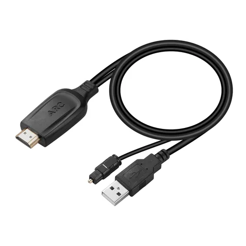 Convertidor de audio HDMI ARC a óptico de 192 KHz para TV a barra de sonido, Plug & Play de 3.4 pies/3.4 ft ARC a cable óptico Adaptador de