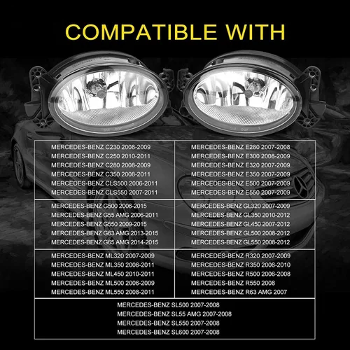 Miniatura 5 de Par de luces antiniebla para parachoques delantero con bombillas halógenas 9006 para Mercedes Benz CLK E ML Class, se adapta a OE 1698201656