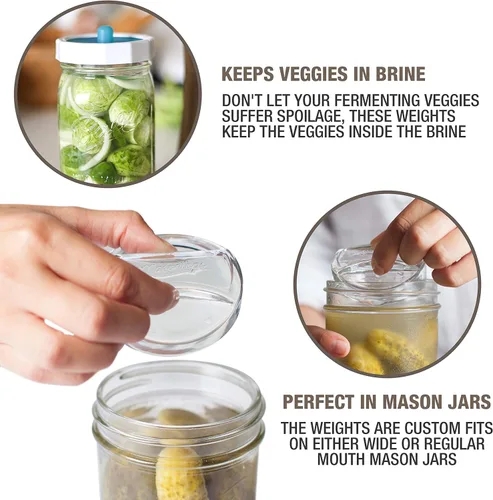 Miniatura 3 de Masontops Pickle Pebble - Pesos de fermentación de vidrio - Juego de pesas para encurtidos y fermentación - Tamaño de boca pequeña para kit