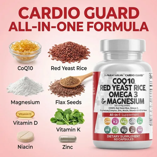 Miniatura 5 de Clean Nutraceuticals COQ10 200mg Arroz de Levadura Roja Omega 3 Complejo de Magnesio 500mg Niacina Zinc Vitamina K2 D3 - Vitaminas para el Apoyo al
