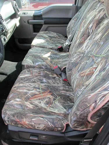 Durafit Seat Covers, Pappas Camo Endura Compatible con Ford F150 XLT/Lariat 2015-2024, F250/F550 2017-2025 Front 40/20/40 Split Bench, apertura de