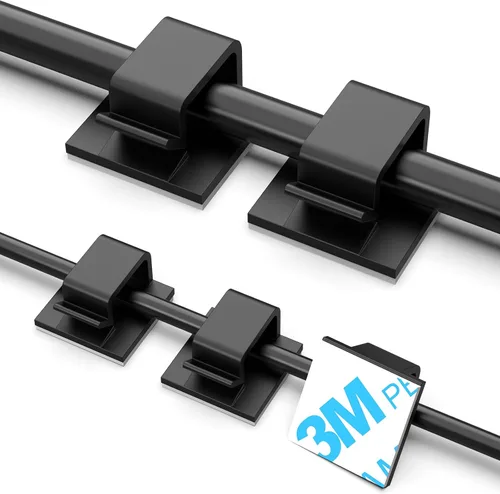 Miniatura 8 de Clips de organización de cables, clips grandes para gestión de cables debajo del escritorio, organizador adhesivo de múltiples cables Negro