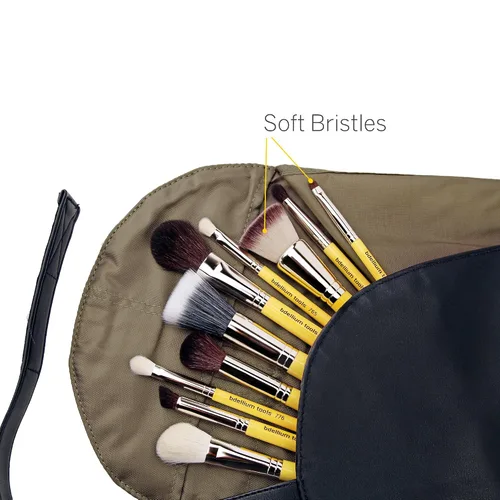 Miniatura 4 de Bdellium Tools Studio Mineral - Juego de brochas con bolsa enrollable, 10 piezas, diseñado para usar con maquillaje mineral (amarillo, 1 unidad)