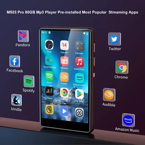 Miniatura 4 de SWOFY M503Pro - Reproductor MP3 de 80 GB con Bluetooth y WiFi, pantalla táctil de 4.0 pulgadas, reproductor de MP3 con altavoz, reproductor