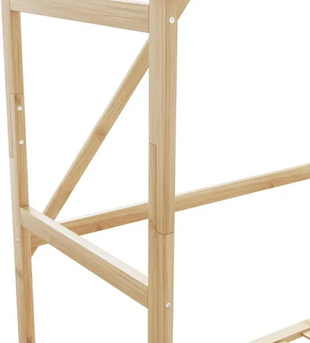 Miniatura 6 de Bamboo Clothes Rack, Heavy Duty Garment Rack with 3 Shelves and Hooks, Freestanding Closet Organizer for Bedroom, Hallway, Entryway, 31.5 x 15.7 x
