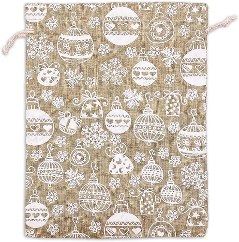 Miniatura 26 de 48 paquetes de 3x4 bolsas de regalo reutilizables de yute y arpillera con cordones (Feliz Navidad, X-Pequeño) - para regalos, favores de fiesta