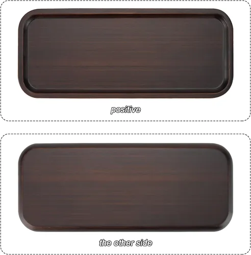 Miniatura 4 de JOIKIT Bandeja rectangular de madera de nogal de 14 x 5.9 pulgadas, bandeja de baño de madera maciza decorativa para galletas, pan, queso, café, té