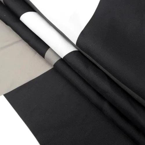 Miniatura 4 de EOBTAIN Cortina de ducha con patrón geométrico azul para baño, cortina de ducha abstracta gris y blanca sobre tela negra con 10 ganchos, cortinas