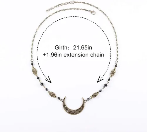 Miniatura 4 de Boho Crecent Moon Head Chain Witchy Forehead Chain Vintage Headband Chain Crystal Head Jewelry for Women