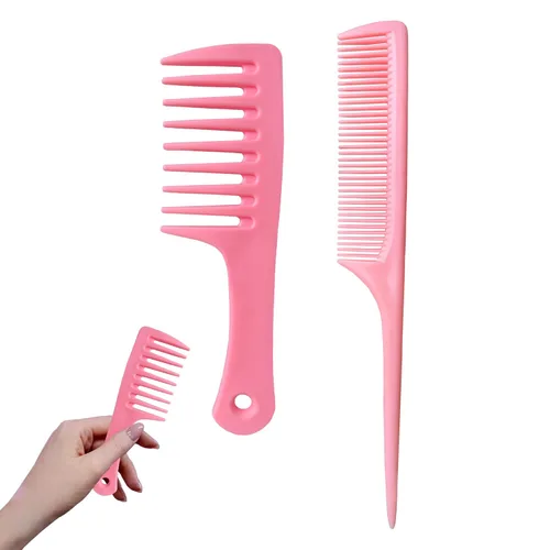 Miniatura 15 de Mini peines para el cabello, paquete de 2 peines pequeños y anchos para mujer, peine de ducha portátil para cabello rizado, largo, húmedo y seco