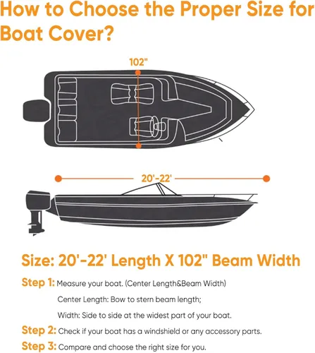 Miniatura 6 de NEVERLAND Funda impermeable para barco remolcable – Cubierta de lona de poliéster de grado marino de servicio pesado para barco que se adapta a 600D