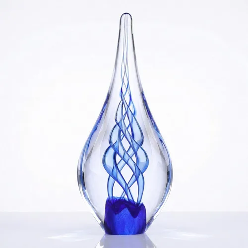Miniatura 8 de Escultura de vidrio soplado a mano, decoración de estilo Murano, figuras de colección de arte de vidrio transparente, estatua decorativa de lágrima