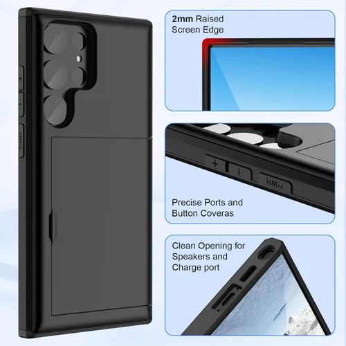 Miniatura 6 de Funda tipo billetera compatible con Galaxy S23 Ultra con soporte para tarjeta de crédito, ranura para tarjeta de identificación, a prueba de golpes