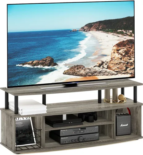 Miniatura 7 de Furinno Jaya - Mueble grande para centro de entretenimiento/TV de hasta 55 pulgadas, color ámbar pino/negro